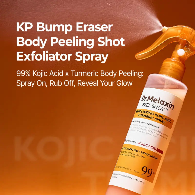 [Dr.Melaxin Official] Kojic Acid Body Brightening Duo, 2-Piece | Kojic Acid Serum Soap + Kojic Turmeric Exfoliating Body Spray | Kojic Soap for Dark Spots, Underarms & Uneven Tone | Korean Skincare