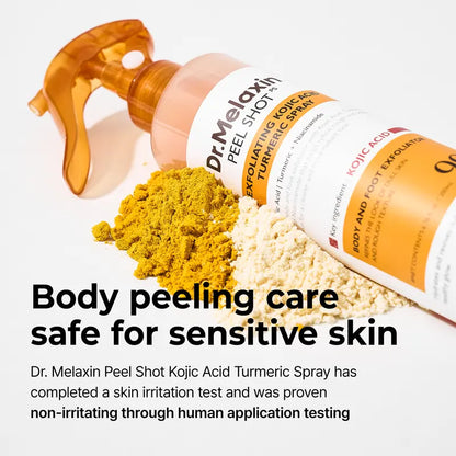 [Dr.Melaxin Official] Kojic Acid Body Brightening Duo, 2-Piece | Kojic Acid Serum Soap + Kojic Turmeric Exfoliating Body Spray | Kojic Soap for Dark Spots, Underarms & Uneven Tone | Korean Skincare